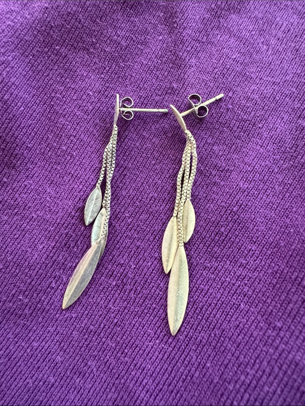Silver Leaf Dangle Earrings - Elegant Women Jewelry